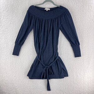 LOFT Blue Smocked Off The Shoulder Dress Womens Long Sleeve Pullover Size‎ SP